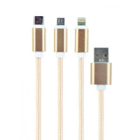 Зарядний кабель USB 3-в-1 Cablexpert AM/Lightning/Micro/Type-C, 1.0 м. CC-USB2-AM31-1M-G