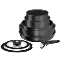Набір посуду Tefal Ingenio Daily Chef, змінна ручка, 8предметів, алюміній, бакеліт, силікон, скло, чорний L7629242