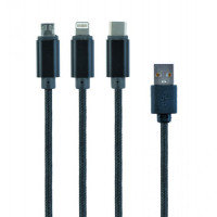 Зарядний кабель USB 3-в-1 Cablexpert, AM/Lightning/Micro/Type-C, 1.0 м. CC-USB2-AM31-1M