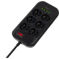 Мережевий фільтр з зарядкою СolorWay 6 розеток/4USB Black 2M (CW-CHE64B)