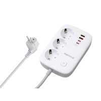 Мережевий фільтр з зарядкою СolorWay 3 розетки/4USB GaN3 Pro PD (2USB-A + 2 TYPE-C) (65W) White 2M (CW-CHE34PDW)