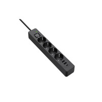 Мережевий фільтр-подовжувач СolorWay 4 розетки/3USB (2USB-A + 1 TYPE-C) (24W) Black 2M