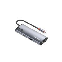 USB хаб (док-станція) СolorWay USB-C 6-в-1 Type C PD 100W/USB3.0х3/HDMI 4К/RJ45