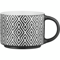 Чашка Ardesto Weaving F, 330мл, порцеляна, біло-чорний AR3473F