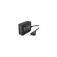 Зарядний пристрій мережевий Hama 51Вт, 4хUSB-А/1хUSB-С, PD, QC, чорний 00201630
