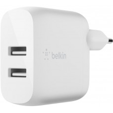 Зарядний пристрій мережевий Belkin 24Вт 2хUSB-A, білий WCB002VFWH