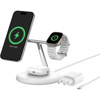 Зарядний пристрій бездротовий Belkin 3в1 Magnetic Qi2 15Вт, білий WIZ023VFWH