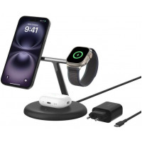 Зарядний пристрій бездротовий Belkin 3в1 Magnetic Qi2 15Вт, чорний WIZ023VFBK