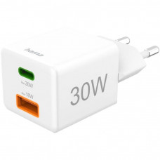 Зарядний пристрій мережевий Hama 30Вт USB-С/USB-A, PD/QC, білий 00201992