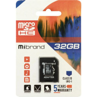 Карта пам'яті microSDHC (UHS-1 U3) Mibrand 32Gb class 10 (adapter SD)