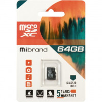 Карта пам'яті microSDXC (UHS-1) Mibrand 64Gb class 10