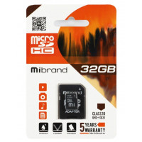 Карта пам'яті microSDHC (UHS-1) Mibrand 32Gb class 10 (adapter SD)
