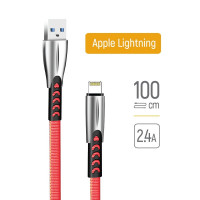 Кабель Colorway USB - Apple Lightning (zinc alloy) 2.4А 1м Red (CW-CBUL010-RD)