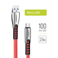 Кабель Colorway USB - MicroUSB (zinc alloy + led) 2.4А 1м Red (CW-CBUM011-RD)