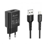 Зарядний пристрій Avantis A820 2,4A (1 USB port) + Lightning cable Black
