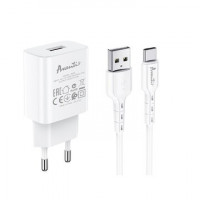 Зарядний пристрій Avantis A820 2,4A (1 USB port) + Type-C cable Black