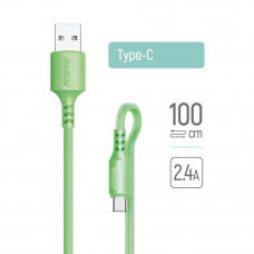 Кабель Colorway USB - Type-C (soft silicone) 2.4а 1м зелений