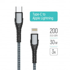 Кабель Colorway Type-C - Apple Lightning (PD Fast Charging) 3.0А  (30W) 2м  сірий