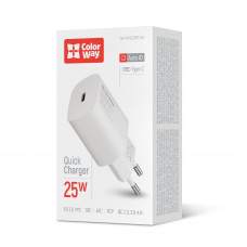 Мережевий зарядний пристрій Colorway Power Delivery Port PPS USB Type-C (25W) білий