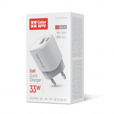 Зарядний пристрій Colorway GaN PD Port USB PPS (Type-C PD + USB QC3.0) (33W) білий