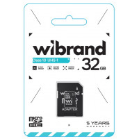 Карта пам'яті microSDHC (UHS-1) Wibrand 32Gb class 10 (adapter SD)