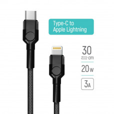 Кабель Colorway Type-C - Apple Lightning (PD Fast Charging 20W) 3.0А 30cm чорний