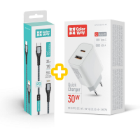 Набір зарядний. пристр. CW (Type-C PD+QC3.0) 30W +кабель Type-C-Apple Lightning (PD 30W) 1м