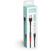 Кабель Colorway USB - Type-C (PVC - red head) 2.4А 1м чорний