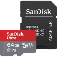 Карта пам'яті microSDXC (UHS-1) SanDisk Ultra 64Gb class 10 A1 (100Mb/s) (adapter SD)