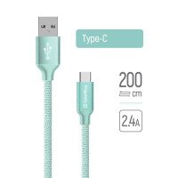 Кабель Colorway USB - Type-C 2.4А 2м мятний CW-CBUC008-MT