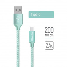 Кабель Colorway USB - Type-C 2.4А 2м мятний CW-CBUC008-MT